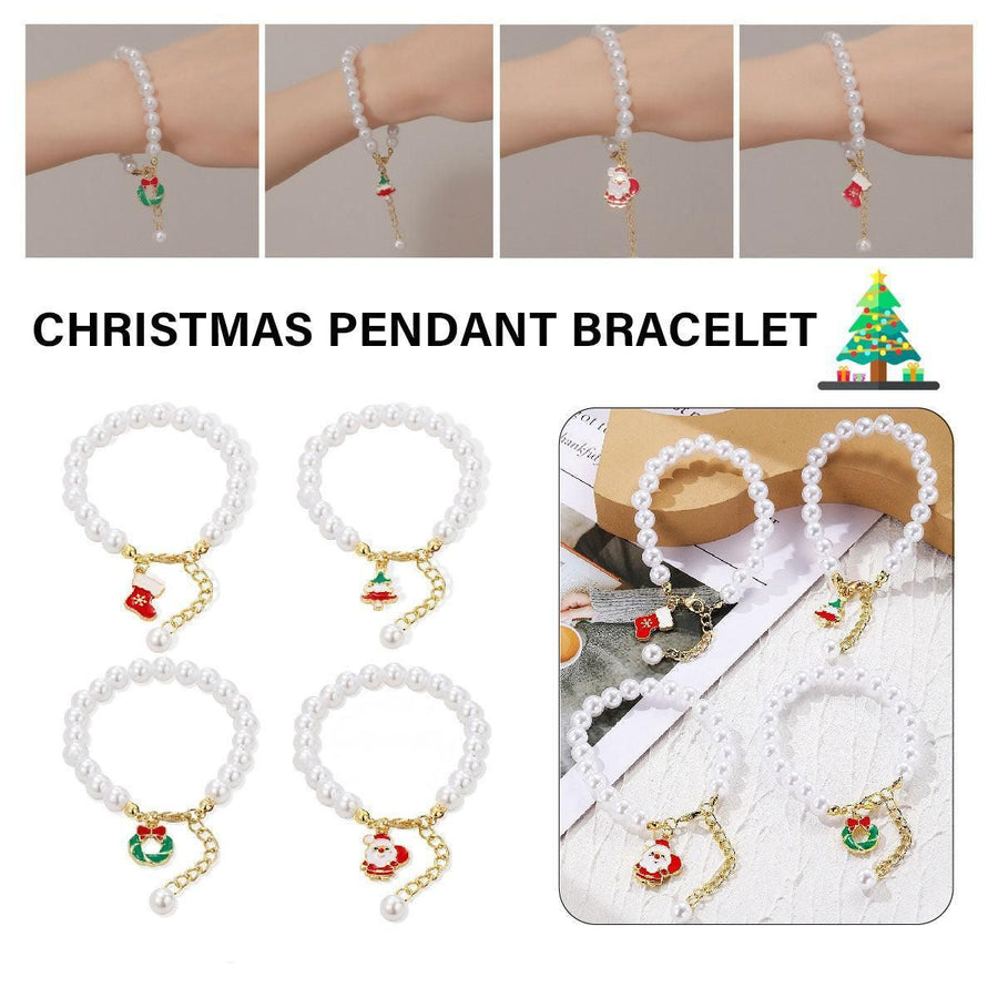 Faux Pearl Bracelet for Women Christmas Gift Adjustable Fashion Jewellery - Christmas tree
