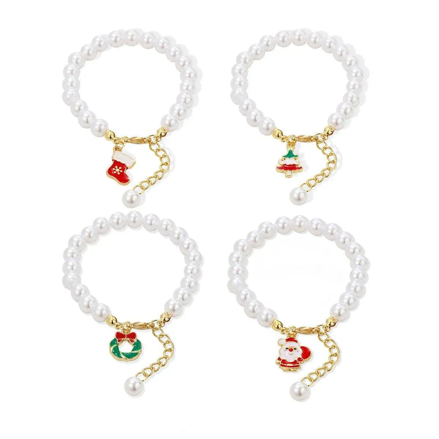 Faux Pearl Bracelet for Women Christmas Gift Adjustable Fashion Jewellery - Christmas tree