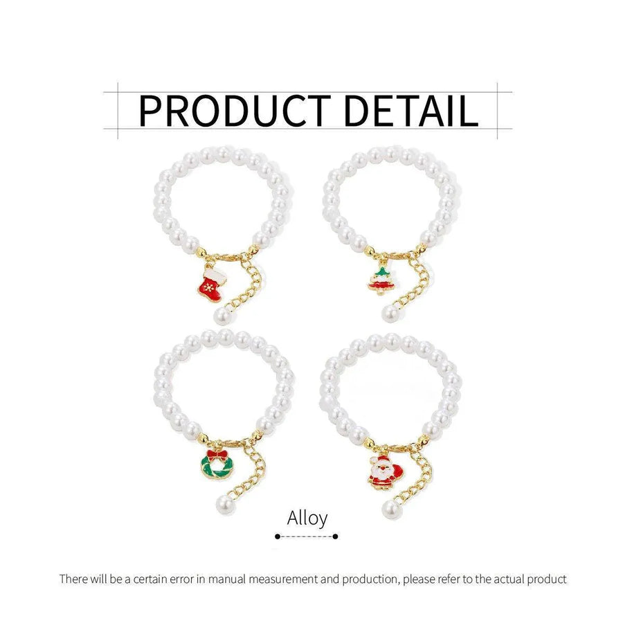 Faux Pearl Bracelet for Women Christmas Gift Adjustable Fashion Jewellery - Christmas tree