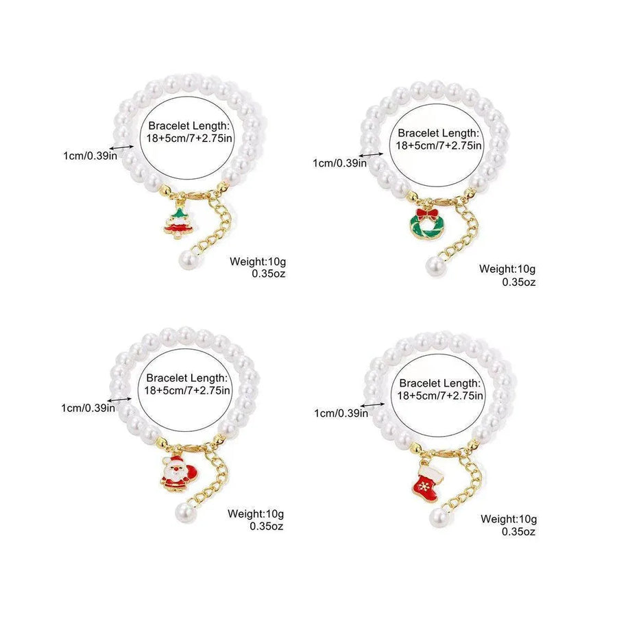 Faux Pearl Bracelet for Women Christmas Gift Adjustable Fashion Jewellery - Christmas tree