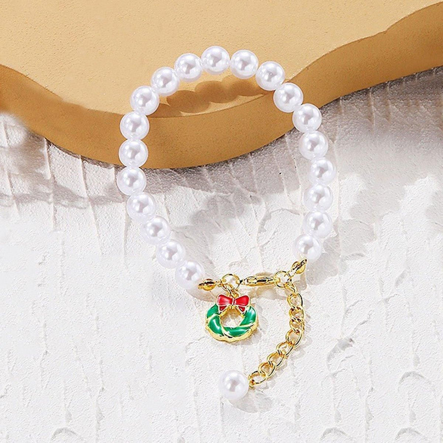 Faux Pearl Bracelet for Women Christmas Gift Adjustable Fashion Jewellery - Christmas tree
