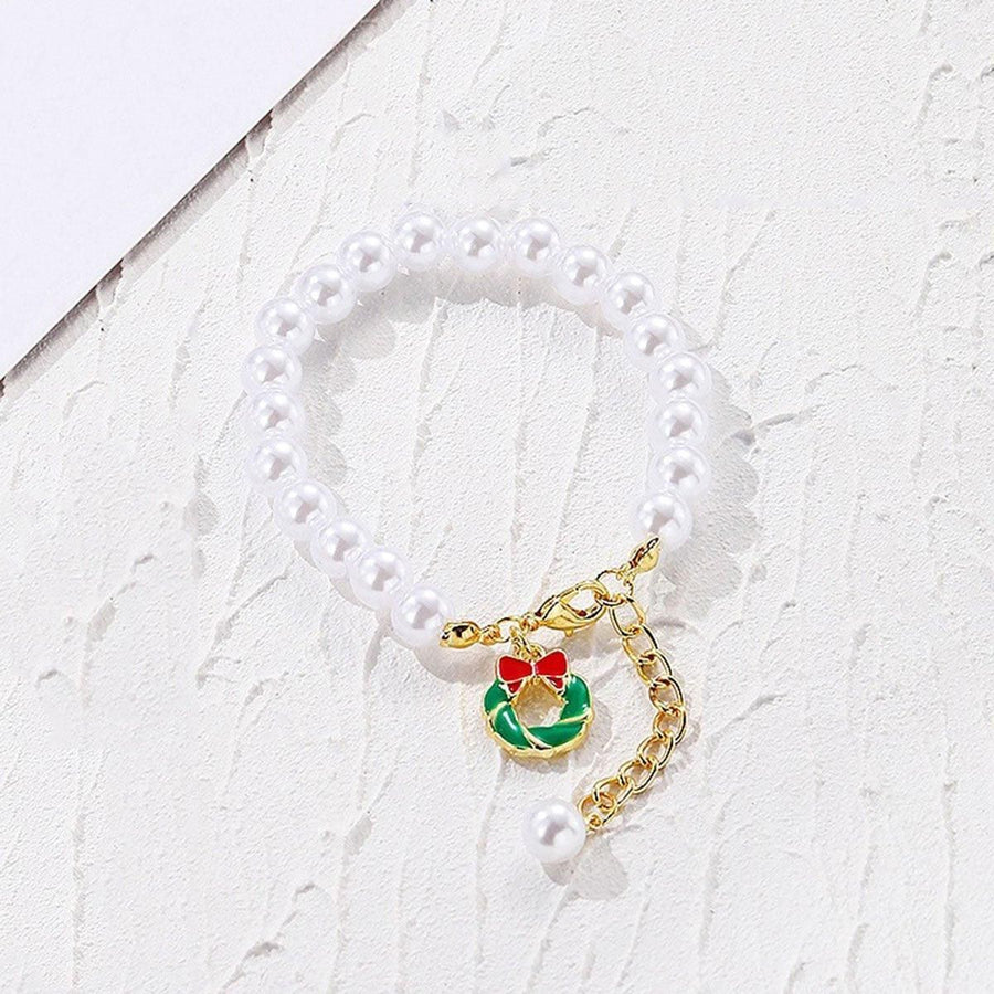 Faux Pearl Bracelet for Women Christmas Gift Adjustable Fashion Jewellery - Christmas tree