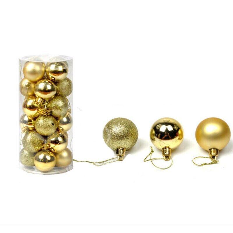 24Pcs/Pack Christmas Tree Xmas Balls Decorations Baubles Party Wedding Ornament - Gold