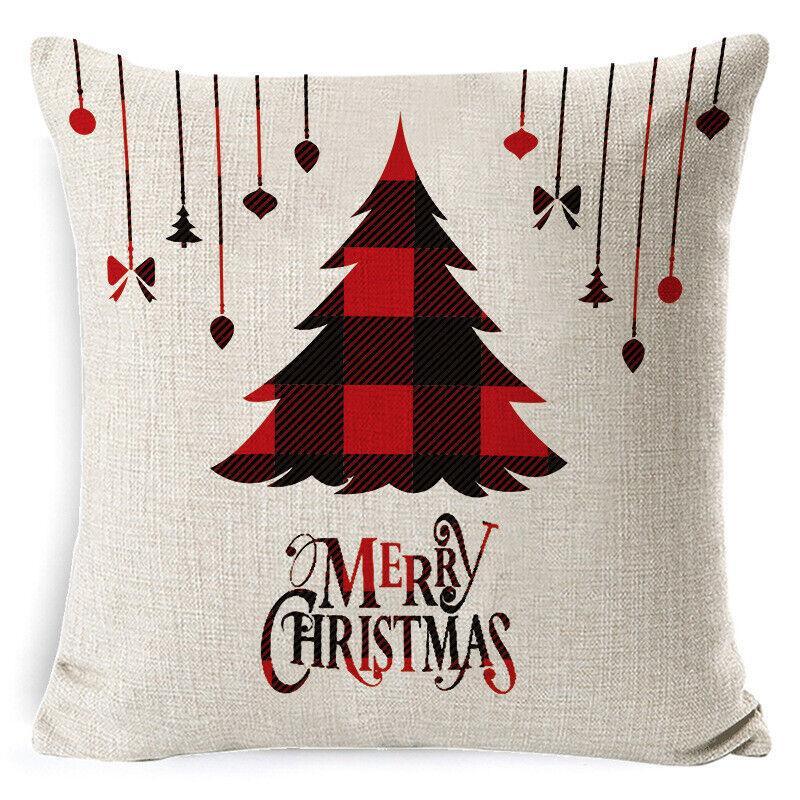 1Pc Christmas Square Cushion Cover Throw Waist Pillow Case Sofa Home Decor - Deer Head