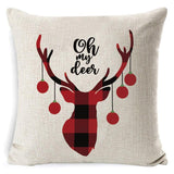1Pc Christmas Square Cushion Cover Throw Waist Pillow Case Sofa Home Decor - Deer Head - Low Angle