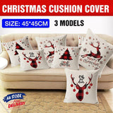 1Pc Christmas Square Cushion Cover Throw Waist Pillow Case Sofa Home Decor - Deer