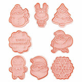 8PCS Christmas Cookie Cutter Set 3D Biscuit Moulds for Baking Fondant Pastry - Front View