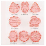 8PCS Christmas Cookie Cutter Set 3D Biscuit Moulds for Baking Fondant Pastry