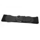 Faux Leather Cinch Waist Belt with Buckle for Women Stretch Wide Elastic Dress Belt - Leopard
