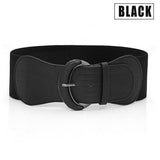 Faux Leather Cinch Waist Belt with Buckle for Women Stretch Wide Elastic Dress Belt - Leopard - Extra Image