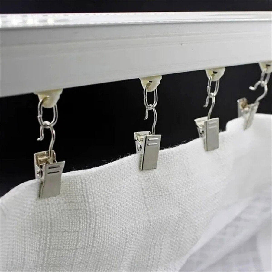 50PCS Stainless Steel Curtain Clip Hooks Strong Load-bearing Shower Accessories - Silver White