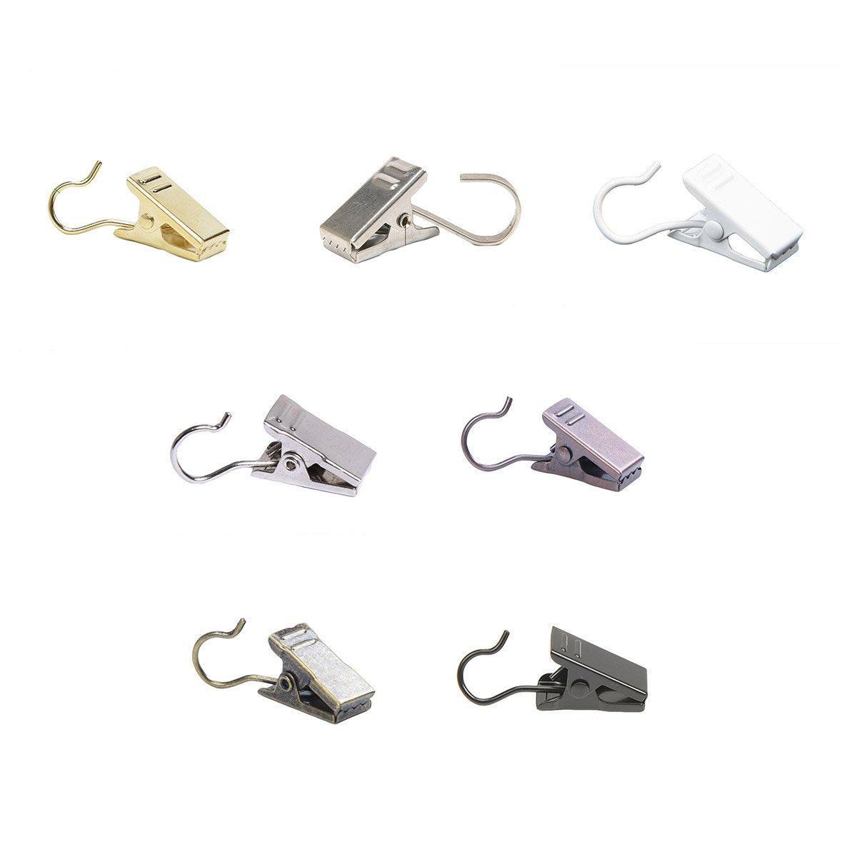 50PCS Stainless Steel Curtain Clip Hooks Strong Load-bearing Shower Accessories - Black
