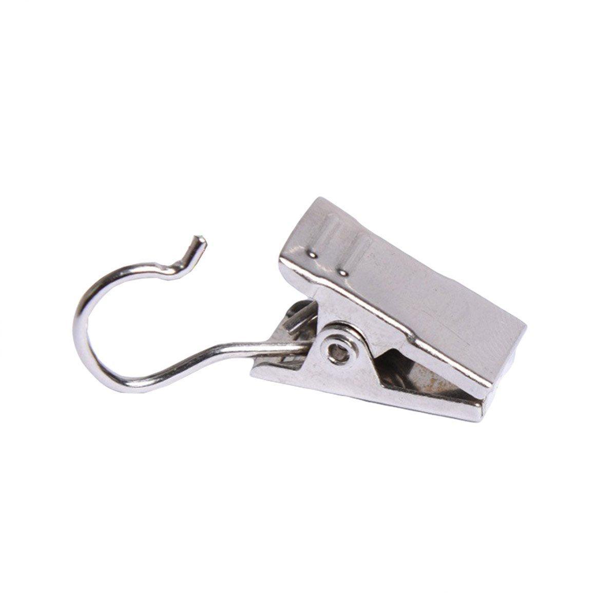 50PCS Stainless Steel Curtain Clip Hooks Strong Load-bearing Shower Accessories - Black