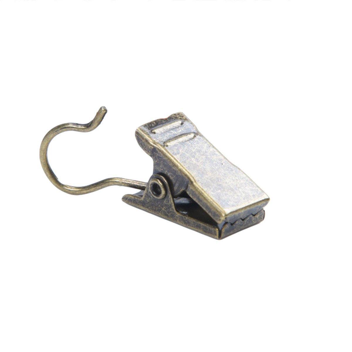 50PCS Stainless Steel Curtain Clip Hooks Strong Load-bearing Shower Accessories - Black