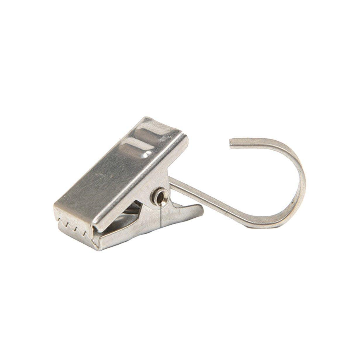 50PCS Stainless Steel Curtain Clip Hooks Strong Load-bearing Shower Accessories - Black