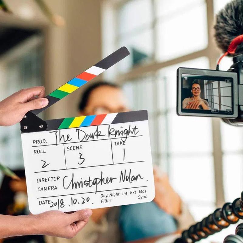 Acrylic Clapboard Dry Erase Director Film Movie Action Clapper Clap Board Slate
