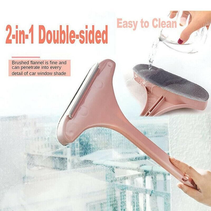 Multifunctional Glass Cleaner Screen Brush Double Sided Window Cleaning Tool - Pink