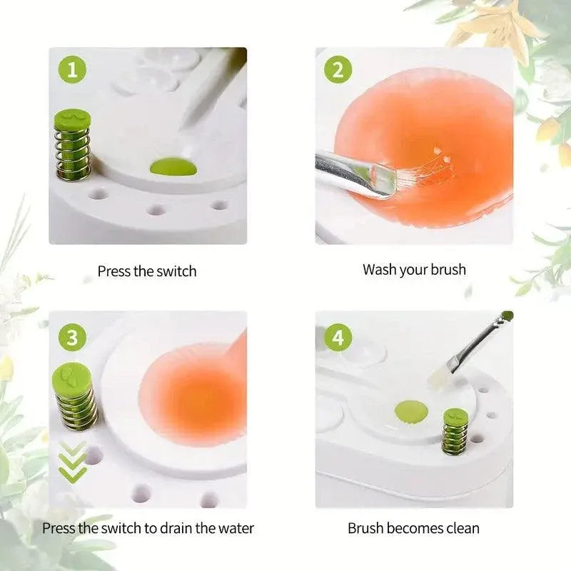 Brush Cleaner Fresh Water Cycle Washer for Brushes and Tools Efficient Cleaning - Pink