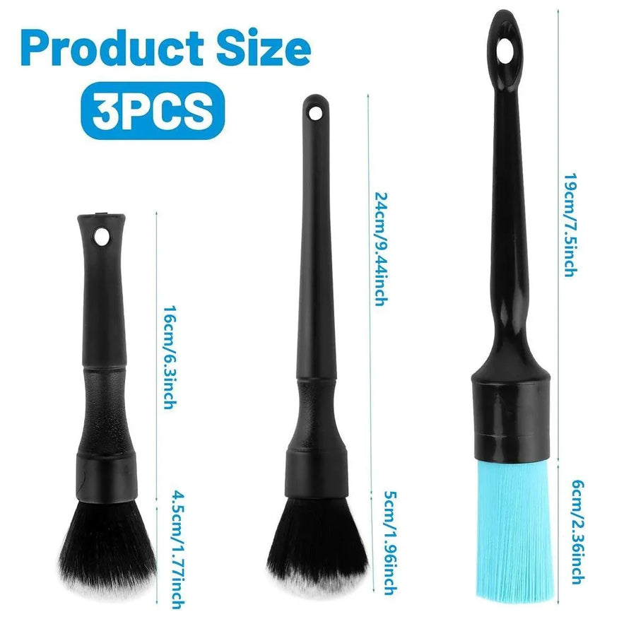 3PCS Car Cleaning Brush Car Detailing Brushes Kit For Dashboard Air Conditioner