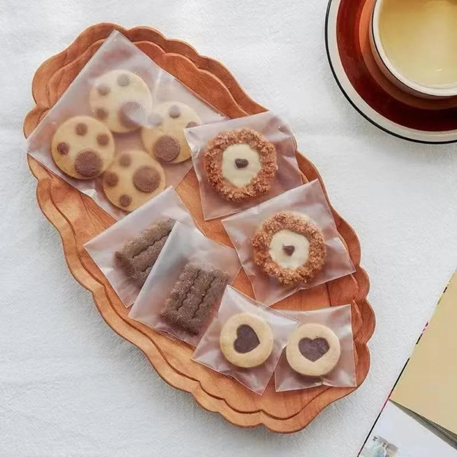 100X Translucent Plastic Candy Packaging Bags Self Adhesive Cookie Biscuit Bags - 8*10