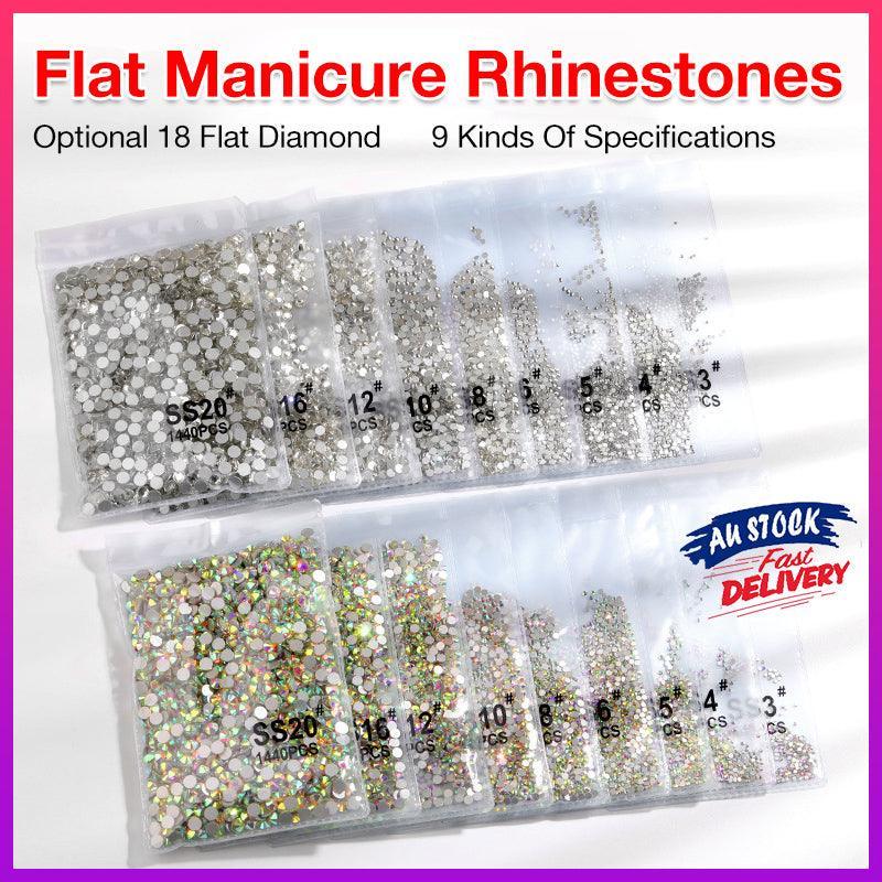 1440Pcs Glitter Rhinestones Crystal Flat Clear Bottom Glass Nail Art Nail Drill - Clear Crystal SS4
