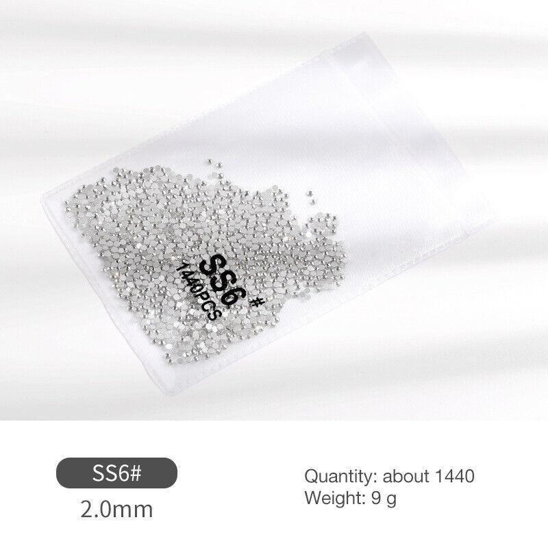 1440Pcs Glitter Rhinestones Crystal Flat Clear Bottom Glass Nail Art Nail Drill - Clear Crystal SS5