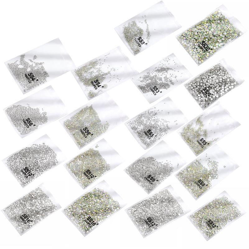 1440Pcs Glitter Rhinestones Crystal Flat Clear Bottom Glass Nail Art Nail Drill - Clear Crystal SS8