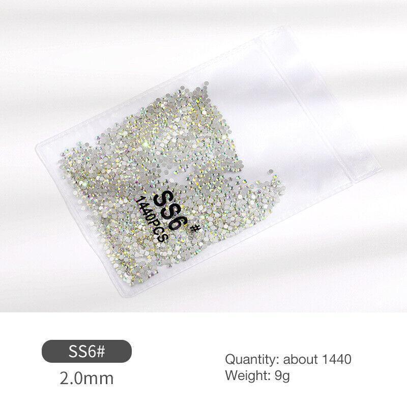1440Pcs Glitter Rhinestones Crystal Flat Clear Bottom Glass Nail Art Nail Drill - Clear Crystal SS8