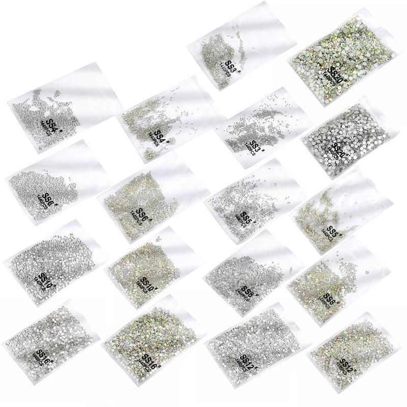 1440Pcs Glitter Rhinestones Crystal Flat Clear Bottom Glass Nail Art Nail Drill - Clear Crystal SS6