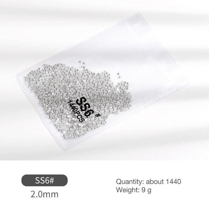 1440Pcs Glitter Rhinestones Crystal Flat Clear Bottom Glass Nail Art Nail Drill - Clear Crystal SS6