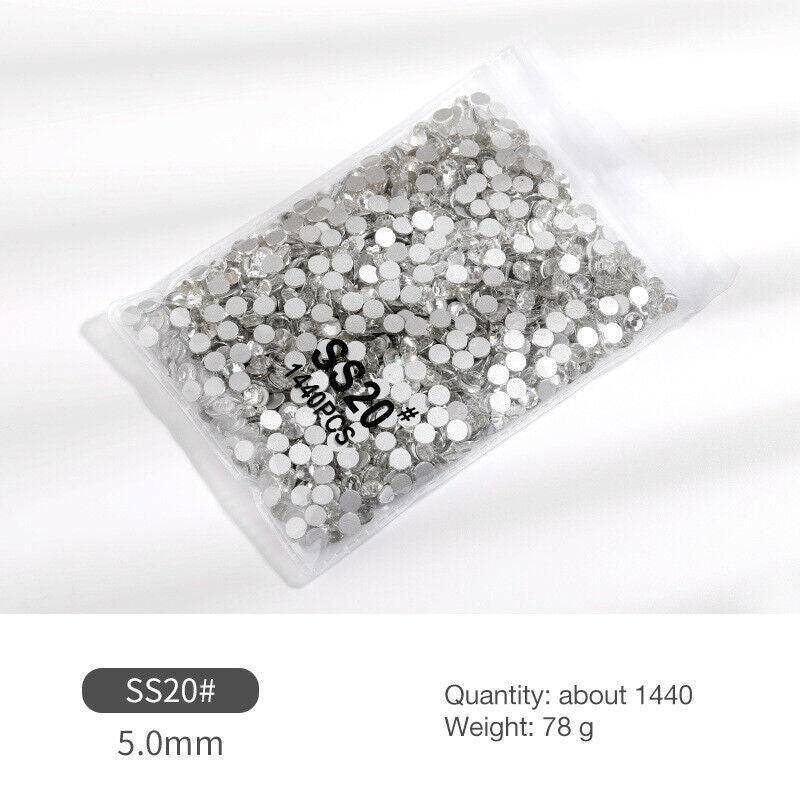 1440Pcs Glitter Rhinestones Crystal Flat Clear Bottom Glass Nail Art Nail Drill - Clear Crystal SS6