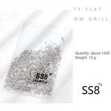 1440Pcs Glitter Rhinestones Crystal Flat Clear Bottom Glass Nail Art Nail Drill - Clear Crystal SS6 - Extra Image