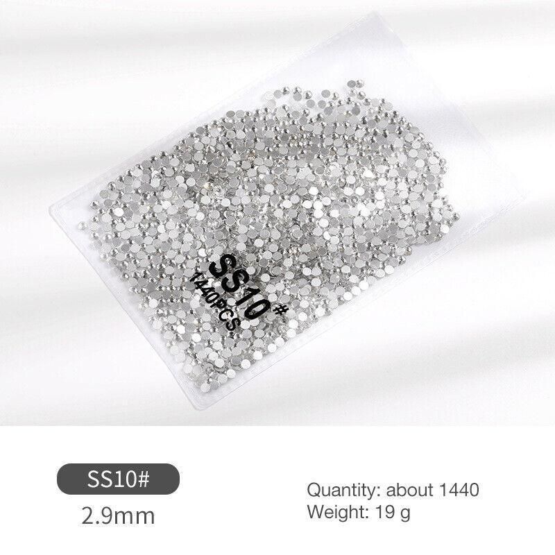 1440Pcs Glitter Rhinestones Crystal Flat Clear Bottom Glass Nail Art Nail Drill - Clear Crystal SS6