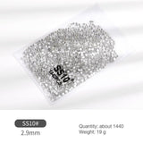 1440Pcs Glitter Rhinestones Crystal Flat Clear Bottom Glass Nail Art Nail Drill - Clear Crystal SS6