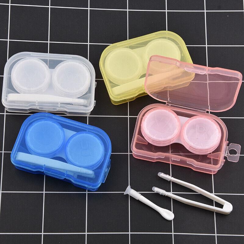 Lens Storage Case with Applicator Kit Tweezers Soft Tip Tool for Contact Eye Care - White