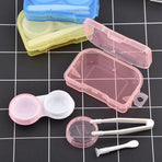 Lens Storage Case with Applicator Kit Tweezers Soft Tip Tool for Contact Eye Care - White