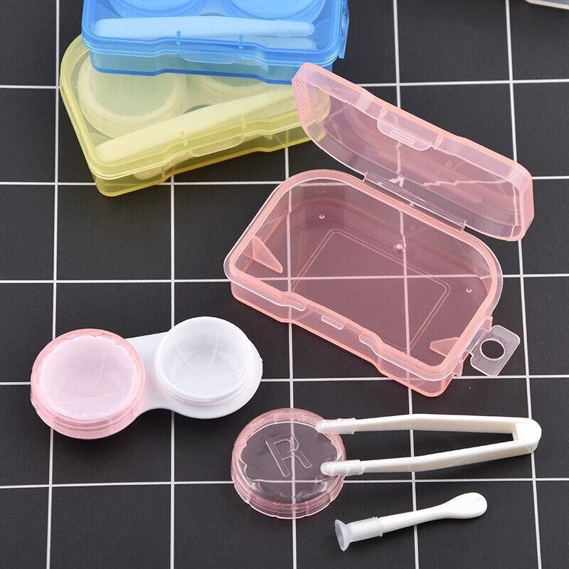 Lens Storage Case with Applicator Kit Tweezers Soft Tip Tool for Contact Eye Care - White