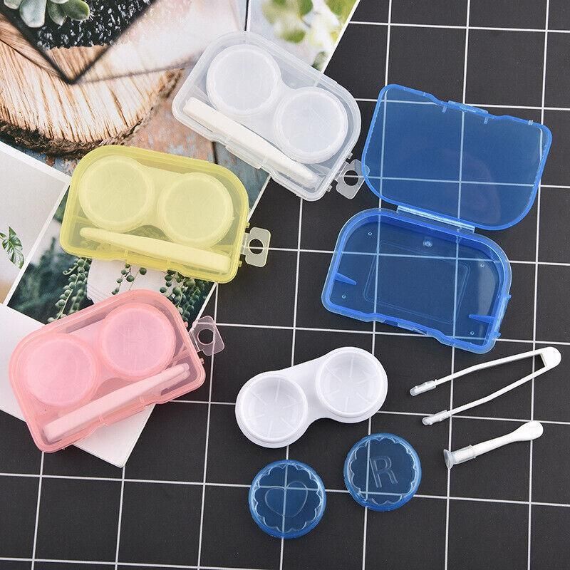 Lens Storage Case with Applicator Kit Tweezers Soft Tip Tool for Contact Eye Care - White