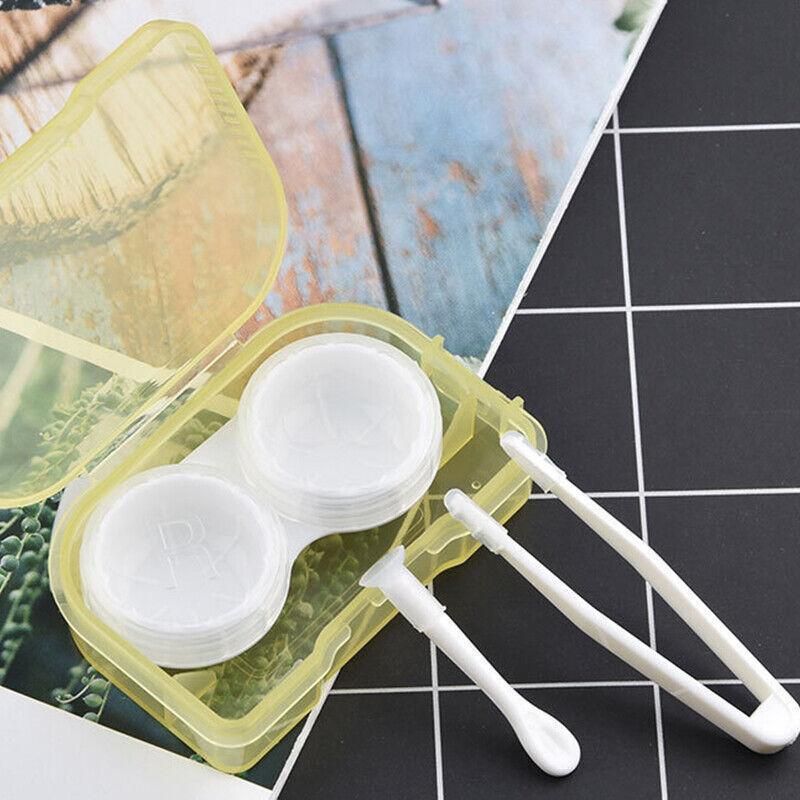 Lens Storage Case with Applicator Kit Tweezers Soft Tip Tool for Contact Eye Care - White