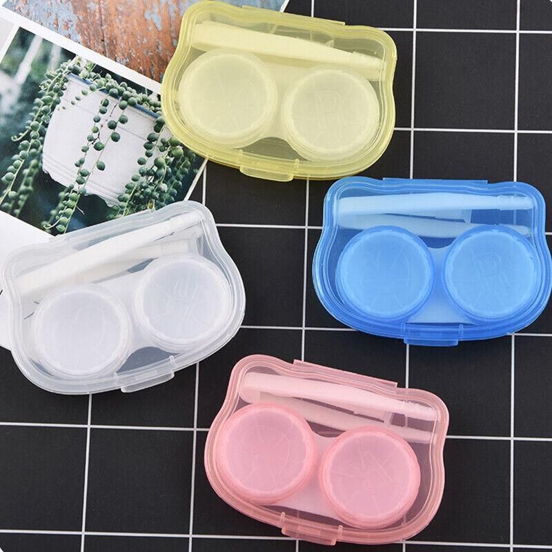 Lens Storage Case with Applicator Kit Tweezers Soft Tip Tool for Contact Eye Care - White