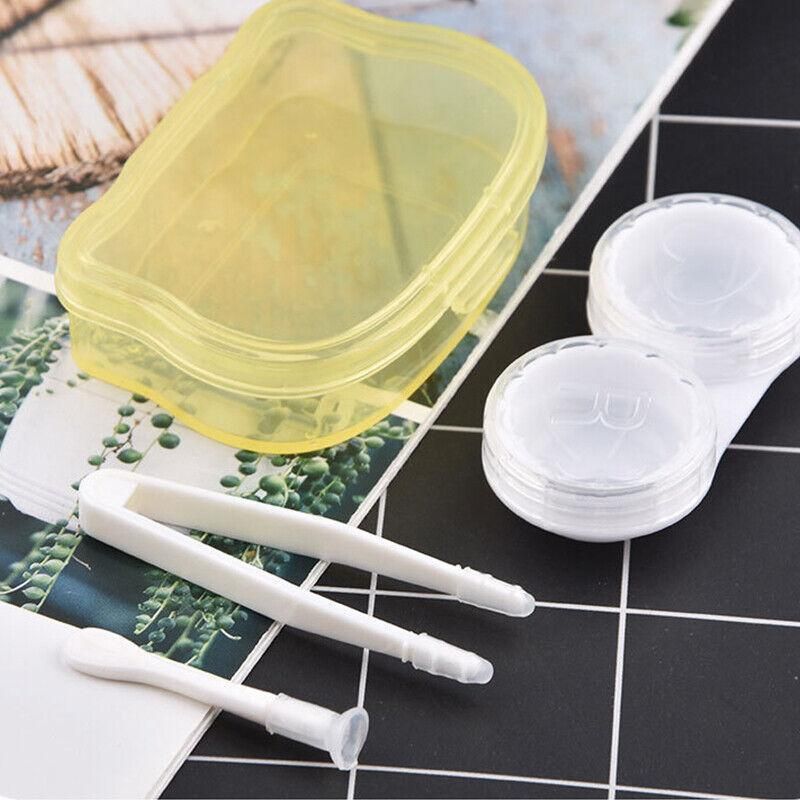 Lens Storage Case with Applicator Kit Tweezers Soft Tip Tool for Contact Eye Care - White