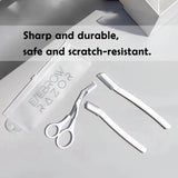 3Pcs Eyebrow Razor Set Facial Hair Remover Dermaplaning Shaving Tool Kit - Clear eyebrow*2+ Scissor comb - 45-Degree Angle