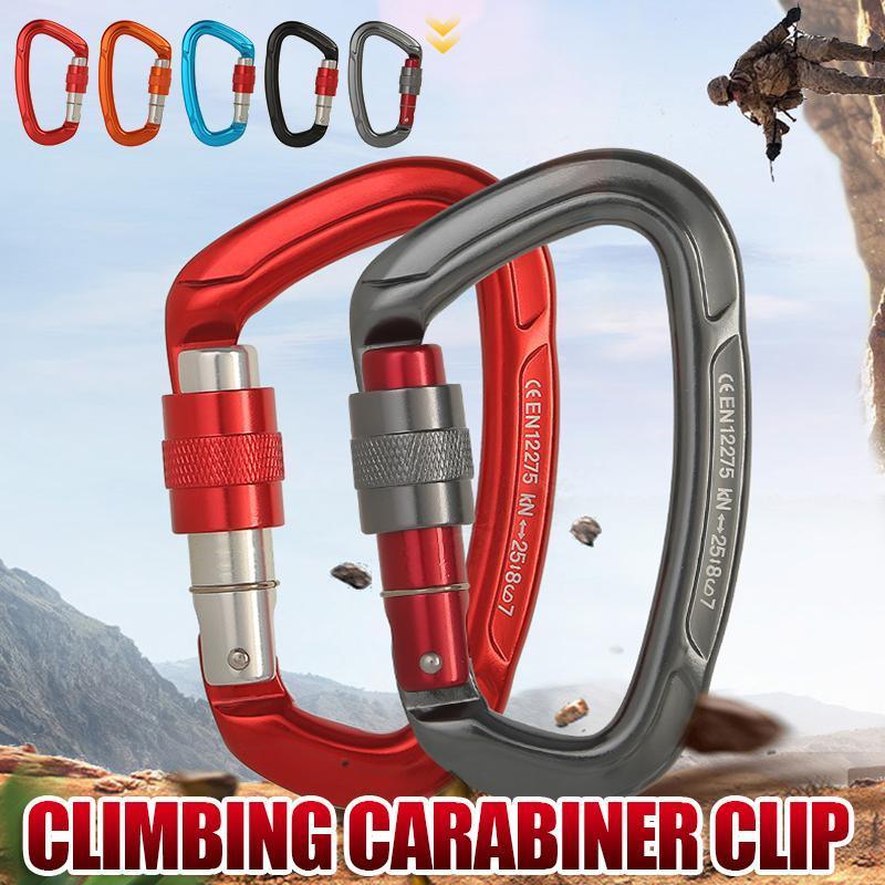 25KN Screwgate Locking Rock Climbing Carabiner Clip Aluminum D Ring Hook Buckle - Orange