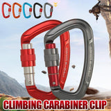 25KN Screwgate Locking Rock Climbing Carabiner Clip Aluminum D Ring Hook Buckle - Orange