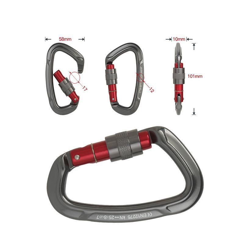 25KN Screwgate Locking Rock Climbing Carabiner Clip Aluminum D Ring Hook Buckle - Orange