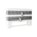 4In1 Wall Mount Kitchen Holder Foil Towel Roll Cling Wrap Rack Dispenser Cutter - Grey