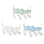 Plastic Socks Drying Rack Multi Clip Clothes Hanger Laundry Organizer Holder - Blue