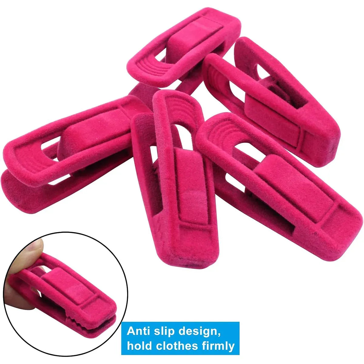 Clothes Drying Clips 20 Pack Velvet Flocking Trouser Pegs Hanger Grip Clamp Set - Beige