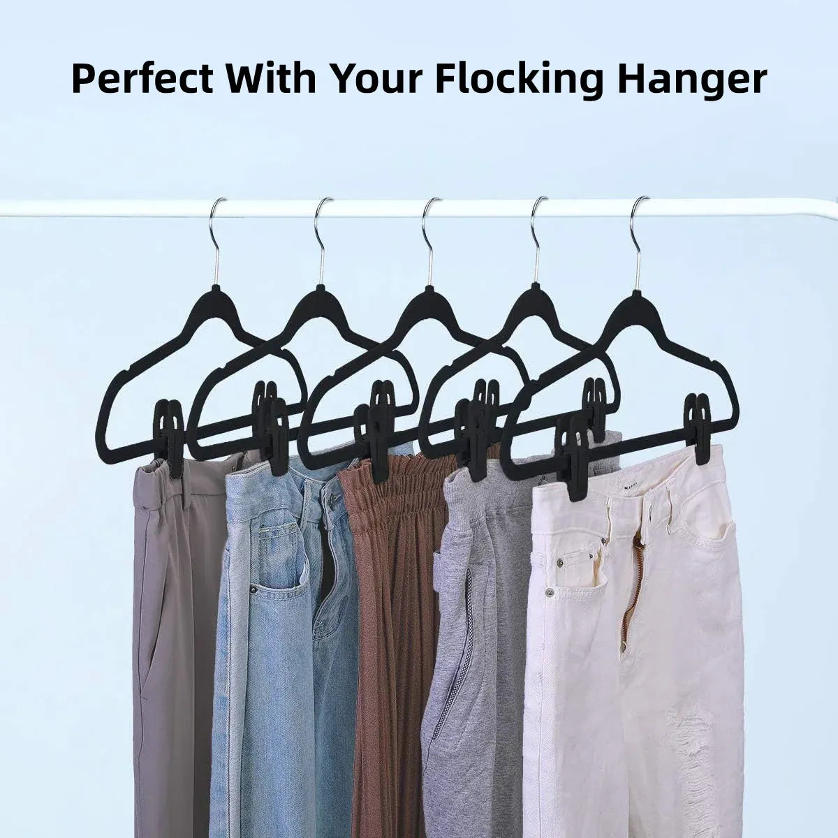 Clothes Drying Clips 20 Pack Velvet Flocking Trouser Pegs Hanger Grip Clamp Set - Beige