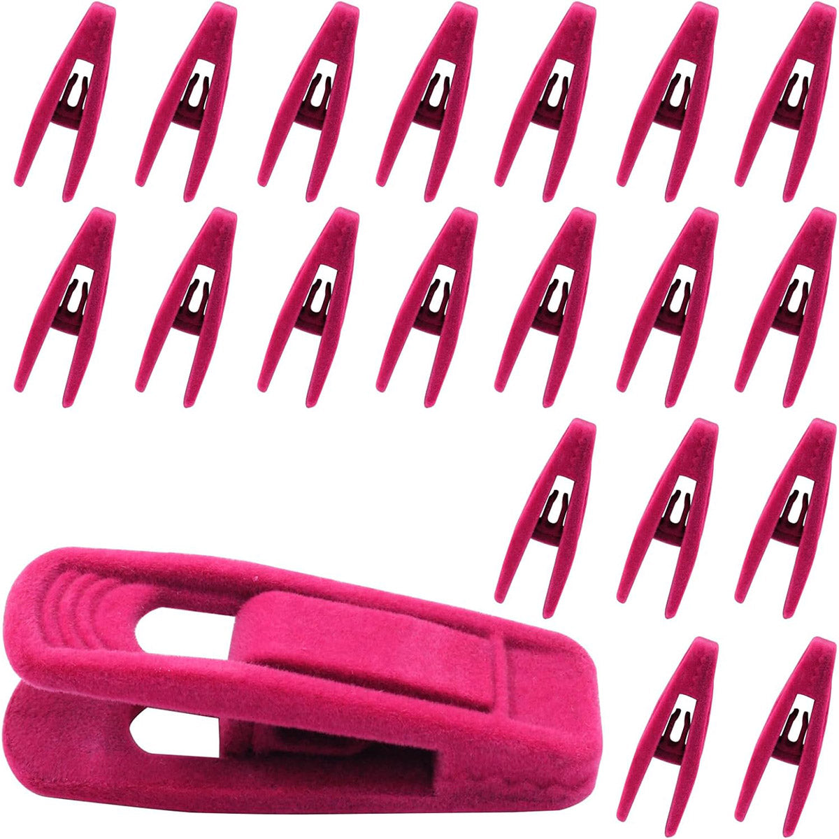 Clothes Drying Clips 20 Pack Velvet Flocking Trouser Pegs Hanger Grip Clamp Set - Beige